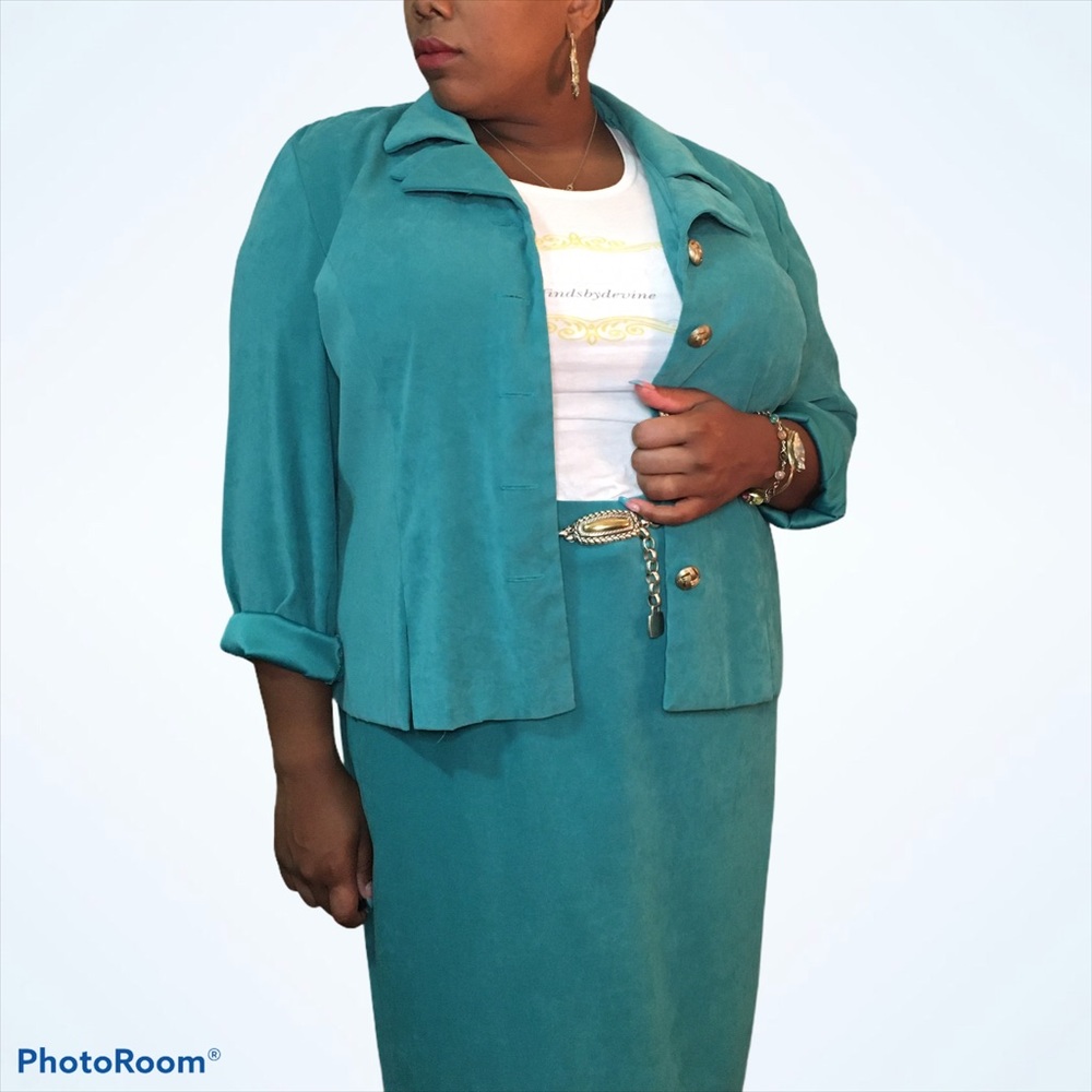 Vintage Aqua 2-Piece Skirt Set